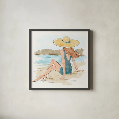 Bathing Beauties II by Anne Tavoletti. Shown in a sleek black glass frame for a contemporary gallery look. Available as an archival giclee rolled canvas, fine art paper, or poster print. SKU 91824a.