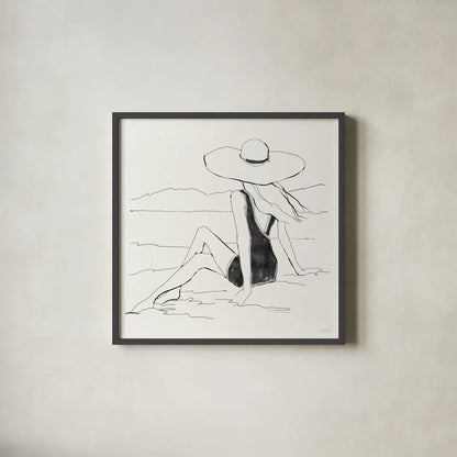 Bathing Beauties II Neutral by Anne Tavoletti. Shown in a sleek black glass frame for a contemporary gallery look. Available as an archival giclee rolled canvas, fine art paper, or poster print. SKU 91826a.