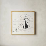 Bathing Beauties II Neutral by Anne Tavoletti. Shown in a natural wood glass frame for a timeless modern aesthetic. Available as an archival giclee rolled canvas, fine art paper, or poster print. SKU 91826a.