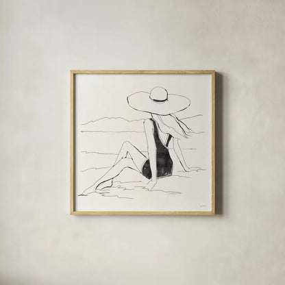 Bathing Beauties II Neutral by Anne Tavoletti. Shown in a natural wood glass frame for a timeless modern aesthetic. Available as an archival giclee rolled canvas, fine art paper, or poster print. SKU 91826a.