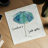 Beach Divas IX Aqua by Anne Tavoletti. Shown as a detailed flat fine art print, highlighting archival giclee quality. Available as an archival giclee rolled canvas, fine art paper, or poster print. SKU 18701a.