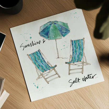 Beach Divas Life by Anne Tavoletti. Shown as a detailed flat fine art print, highlighting archival giclee quality. Available as an archival giclee rolled canvas, fine art paper, or poster print. SKU 47956a.