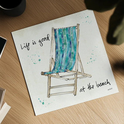 Beach Divas VII Aqua by Anne Tavoletti. Shown as a detailed flat fine art print, highlighting archival giclee quality. Available as an archival giclee rolled canvas, fine art paper, or poster print. SKU 18699a.