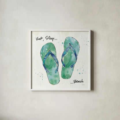 Beach Divas VIII by Anne Tavoletti. Shown in a crisp white glass frame for a clean and minimalist style. Available as an archival giclee rolled canvas, fine art paper, or poster print. SKU 16359a.