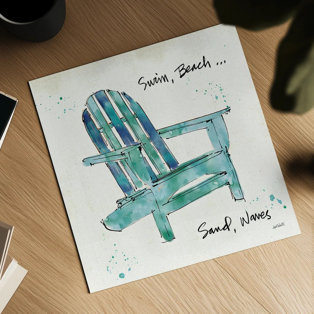 Beach Divas X Aqua by Anne Tavoletti. Shown as a detailed flat fine art print, highlighting archival giclee quality. Available as an archival giclee rolled canvas, fine art paper, or poster print. SKU 18702a.