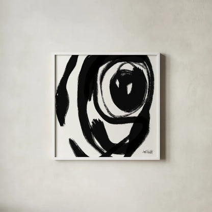 Black and White Abstract I by Anne Tavoletti. Shown in a crisp white glass frame for a clean and minimalist style. Available as an archival giclee rolled canvas, fine art paper, or poster print. SKU 77912a.
