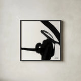 Black and White Abstract II by Anne Tavoletti. Shown in a sleek black glass frame for a contemporary gallery look. Available as an archival giclee rolled canvas, fine art paper, or poster print. SKU 77913a.