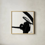 Black and White Abstract II by Anne Tavoletti. Shown in a natural wood glass frame for a timeless modern aesthetic. Available as an archival giclee rolled canvas, fine art paper, or poster print. SKU 77913a.