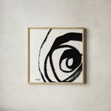 Black and White Abstract III by Anne Tavoletti. Shown in a natural wood glass frame for a timeless modern aesthetic. Available as an archival giclee rolled canvas, fine art paper, or poster print. SKU 77914a.