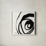Black and White Abstract III by Anne Tavoletti. Shown in a crisp white glass frame for a clean and minimalist style. Available as an archival giclee rolled canvas, fine art paper, or poster print. SKU 77914a.
