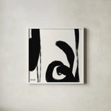 Black and White Abstract IV by Anne Tavoletti. Shown in a crisp white glass frame for a clean and minimalist style. Available as an archival giclee rolled canvas, fine art paper, or poster print. SKU 77915a.