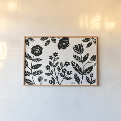 Bold Blooms I by Anne Tavoletti. shown as a paper print in a natural frame. Available as a archival giclee rolled canvas, fine art paper, or poster print. SKU 75196i.