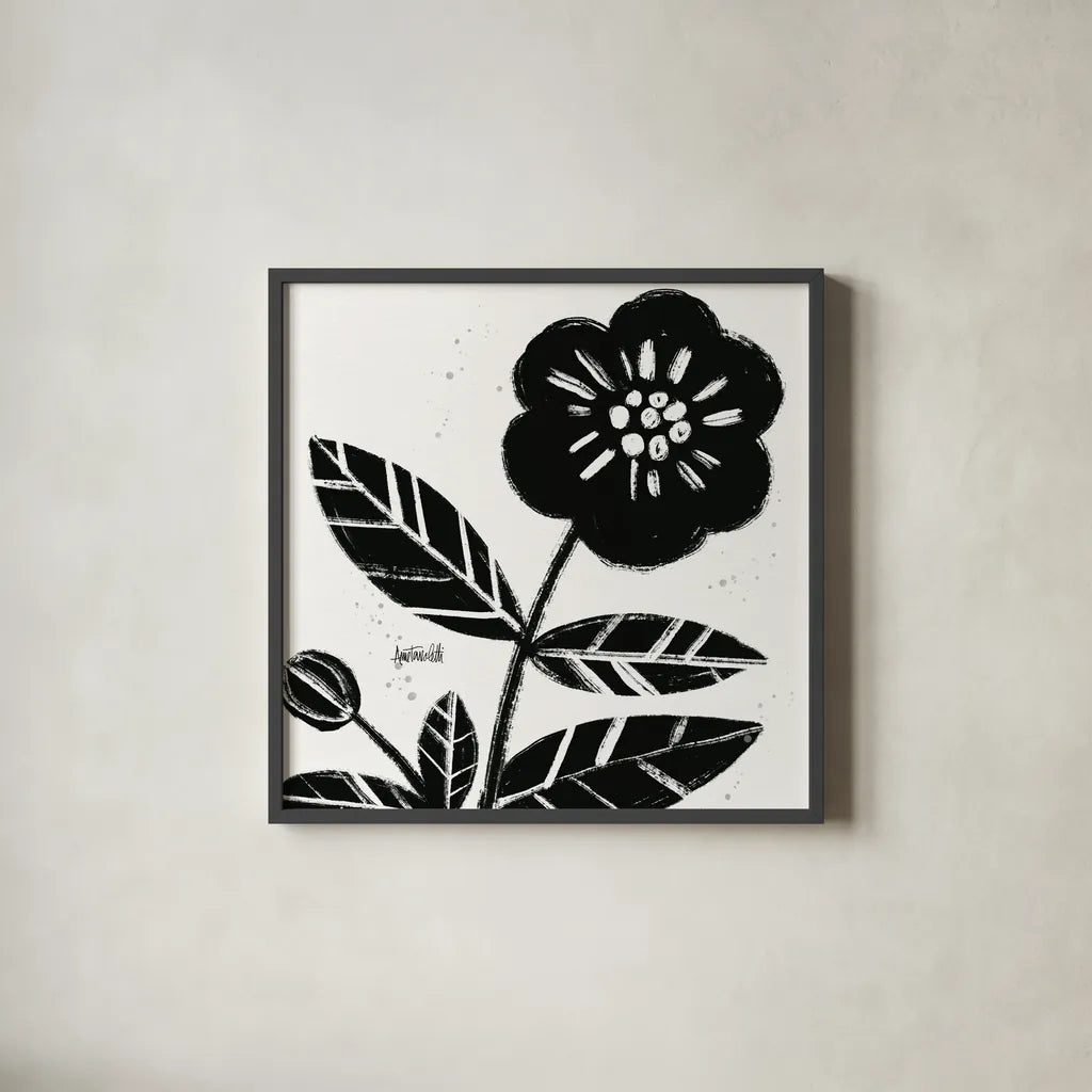 Bold Blooms VIII by Anne Tavoletti. Shown in a sleek black glass frame for a contemporary gallery look. Available as an archival giclee rolled canvas, fine art paper, or poster print. SKU 75203a.