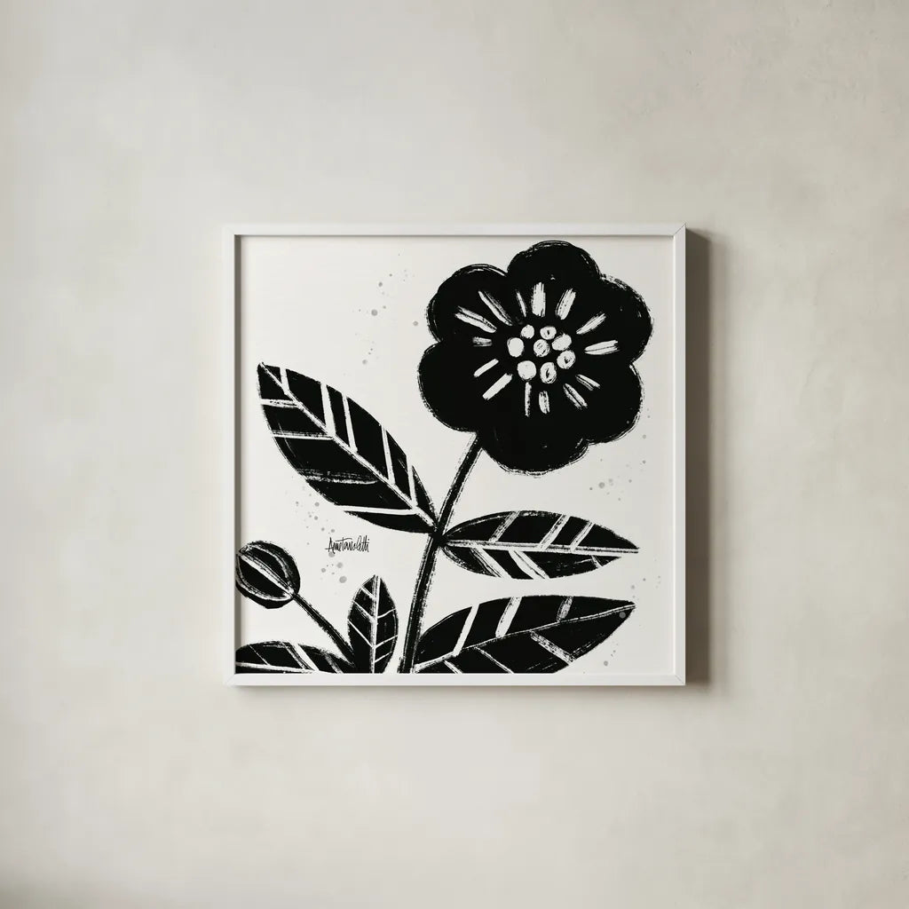 Bold Blooms VIII by Anne Tavoletti. Shown in a crisp white glass frame for a clean and minimalist style. Available as an archival giclee rolled canvas, fine art paper, or poster print. SKU 75203a.