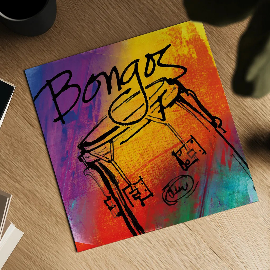 Bongo by Anne Tavoletti. Shown as a detailed flat fine art print, highlighting archival giclee quality. Available as an archival giclee rolled canvas, fine art paper, or poster print. SKU 59273a.
