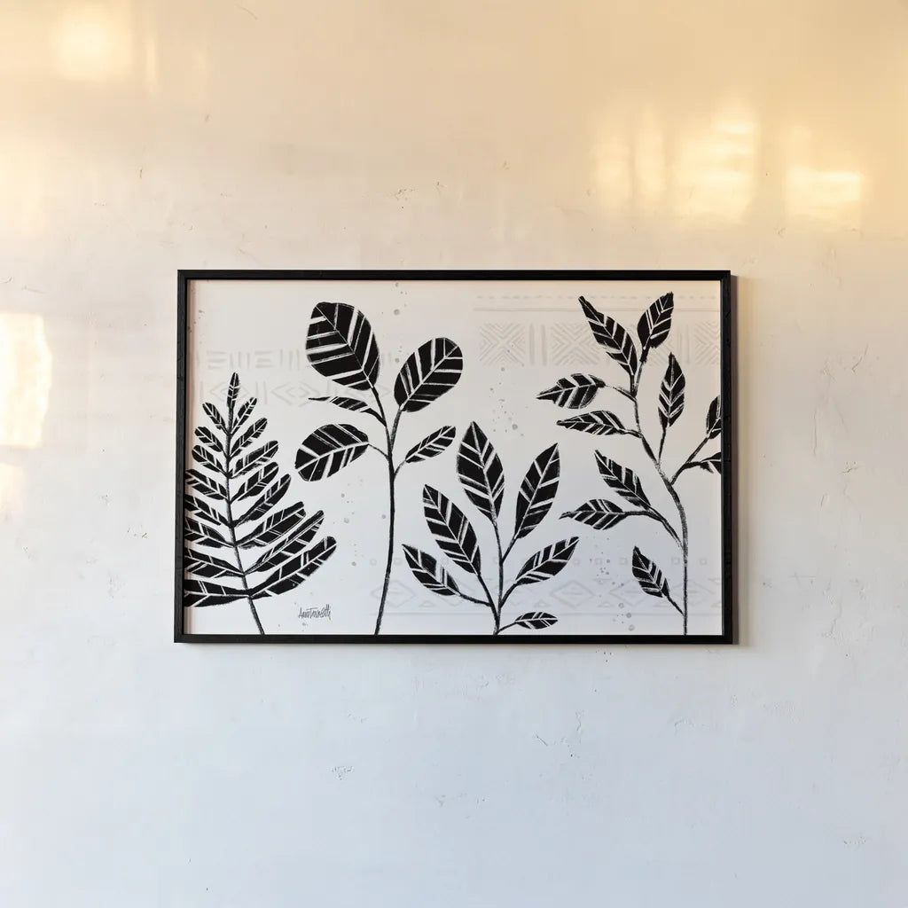 Botanical Sketches I by Anne Tavoletti. shown as a paper print in a black flame. Available as a archival giclee rolled canvas, fine art paper, or poster print. SKU 72549i.