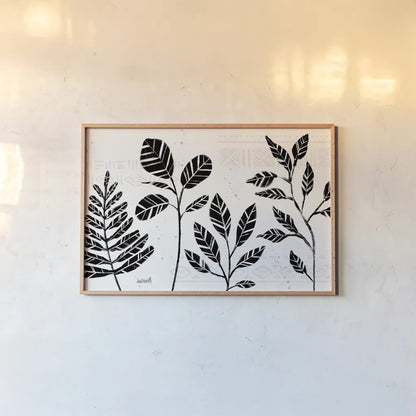 Botanical Sketches I by Anne Tavoletti. shown as a paper print in a natural frame. Available as a archival giclee rolled canvas, fine art paper, or poster print. SKU 72549i.