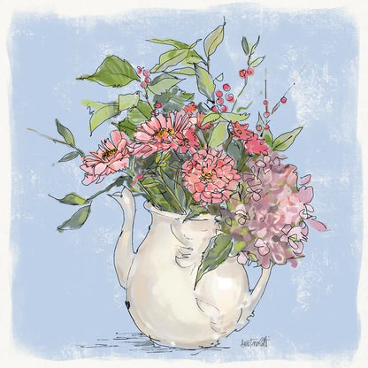 Bouquet in Pitcher by Anne Tavoletti. SKU 100593a. Archival Giclee Fine art print for wall decor.