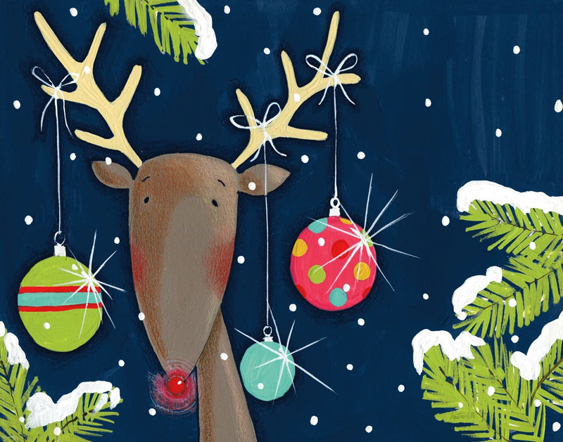 Bright Christmas Deer Blue by Anne Tavoletti