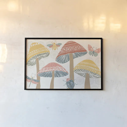 Bugs And Botanicals I Color by Anne Tavoletti. shown as a paper print in a black flame. Available as a archival giclee rolled canvas, fine art paper, or poster print. SKU 93832i.