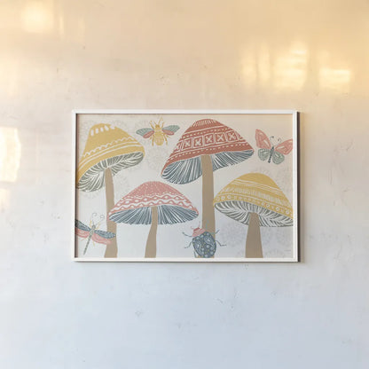 Bugs And Botanicals I Color by Anne Tavoletti. shown as a paper print in a white frame. Available as a archival giclee rolled canvas, fine art paper, or poster print. SKU 93832i.