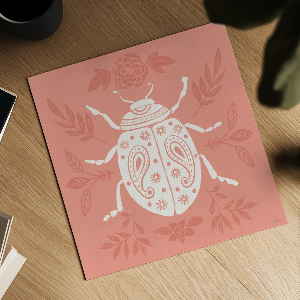 Bugs And Botanicals IV by Anne Tavoletti. Shown as a detailed flat fine art print, highlighting archival giclee quality. Available as an archival giclee rolled canvas, fine art paper, or poster print. SKU 93826a.