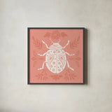 Bugs And Botanicals IV by Anne Tavoletti. Shown in a sleek black glass frame for a contemporary gallery look. Available as an archival giclee rolled canvas, fine art paper, or poster print. SKU 93826a.