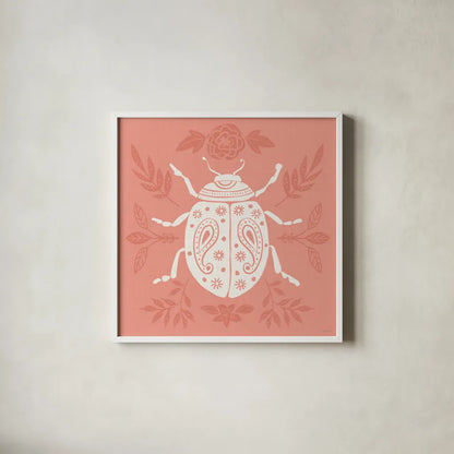 Bugs And Botanicals IV by Anne Tavoletti. Shown in a crisp white glass frame for a clean and minimalist style. Available as an archival giclee rolled canvas, fine art paper, or poster print. SKU 93826a.