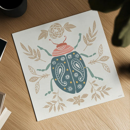 Bugs And Botanicals IV Color by Anne Tavoletti. Shown as a detailed flat fine art print, highlighting archival giclee quality. Available as an archival giclee rolled canvas, fine art paper, or poster print. SKU 93835a.