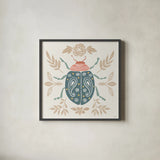 Bugs And Botanicals IV Color by Anne Tavoletti. Shown in a sleek black glass frame for a contemporary gallery look. Available as an archival giclee rolled canvas, fine art paper, or poster print. SKU 93835a.