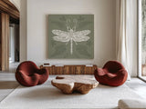 Bugs And Botanicals V by Anne Tavoletti. Shown as extra-large giant wall art in a modern living room. Available as an archival giclee rolled canvas, fine art paper, or poster print. SKU 93827a.