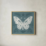 Bugs And Botanicals VI by Anne Tavoletti. Shown in a natural wood glass frame for a timeless modern aesthetic. Available as an archival giclee rolled canvas, fine art paper, or poster print. SKU 93828a.