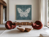 Bugs And Botanicals VI by Anne Tavoletti. Shown as extra-large giant wall art in a modern living room. Available as an archival giclee rolled canvas, fine art paper, or poster print. SKU 93828a.