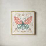 Bugs And Botanicals VI Color by Anne Tavoletti. Shown in a natural wood glass frame for a timeless modern aesthetic. Available as an archival giclee rolled canvas, fine art paper, or poster print. SKU 93837a.