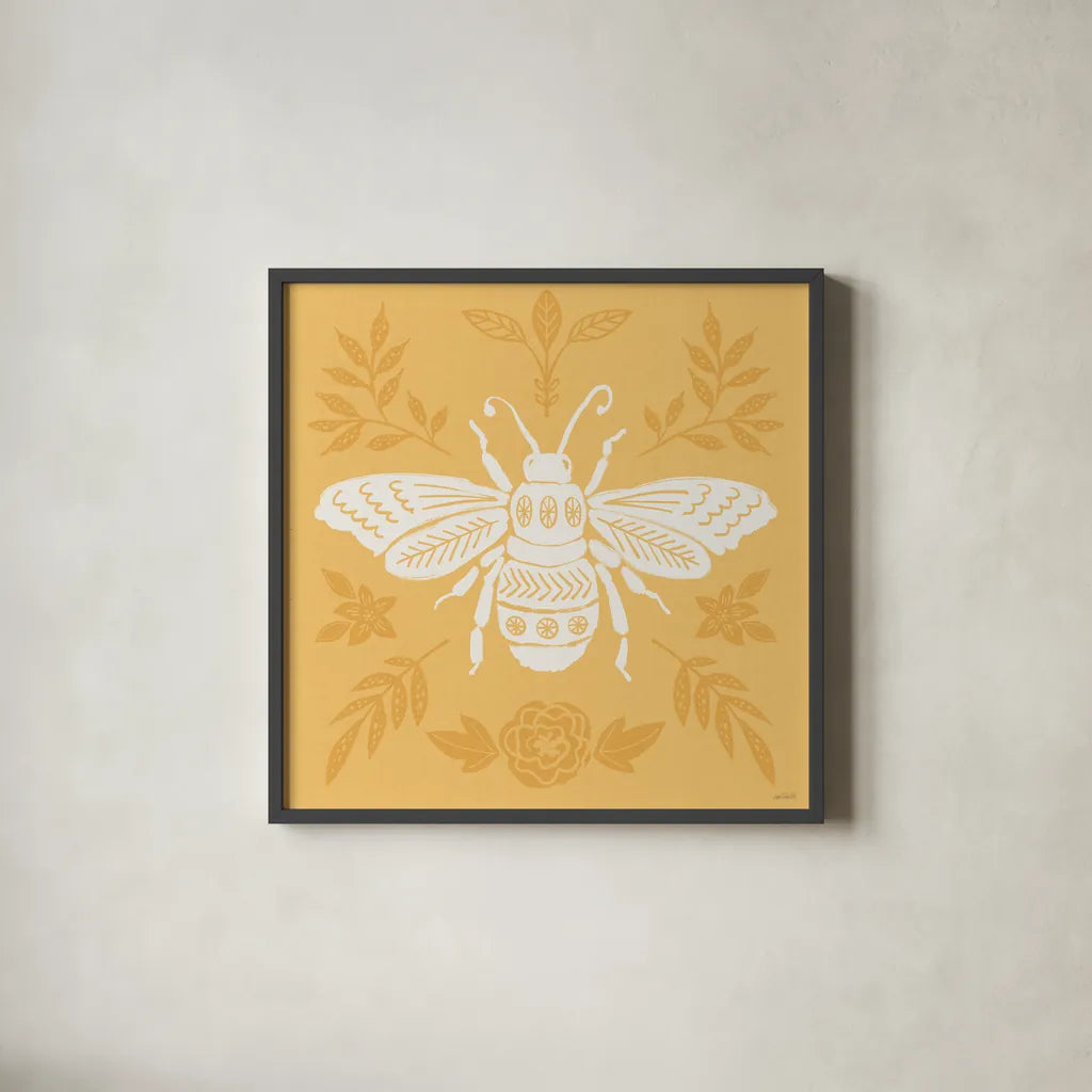 Bugs And Botanicals VII by Anne Tavoletti. Shown in a sleek black glass frame for a contemporary gallery look. Available as an archival giclee rolled canvas, fine art paper, or poster print. SKU 93829a.