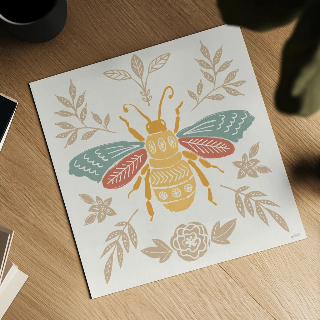 Bugs And Botanicals VII Color by Anne Tavoletti. Shown as a detailed flat fine art print, highlighting archival giclee quality. Available as an archival giclee rolled canvas, fine art paper, or poster print. SKU 93838a.