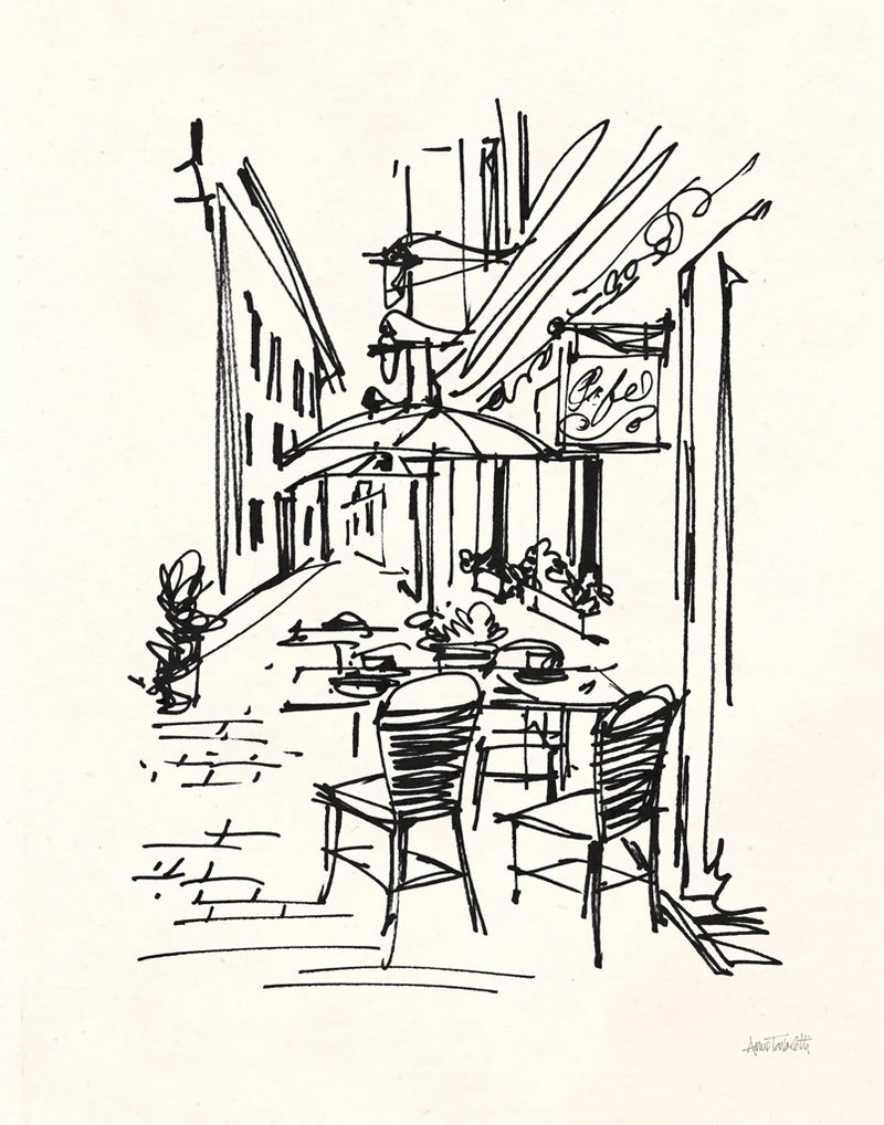 Cafe Sketch II on Cream by Anne Tavoletti