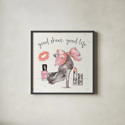 Chic Accents III by Anne Tavoletti. Shown in a sleek black glass frame for a contemporary gallery look. Available as an archival giclee rolled canvas, fine art paper, or poster print. SKU 47690a.