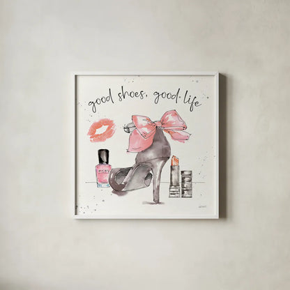 Chic Accents III by Anne Tavoletti. Shown in a crisp white glass frame for a clean and minimalist style. Available as an archival giclee rolled canvas, fine art paper, or poster print. SKU 47690a.