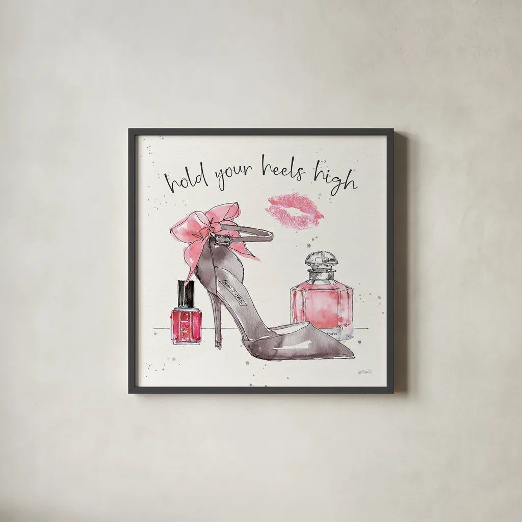 Chic Accents IV by Anne Tavoletti. Shown in a sleek black glass frame for a contemporary gallery look. Available as an archival giclee rolled canvas, fine art paper, or poster print. SKU 47691a.