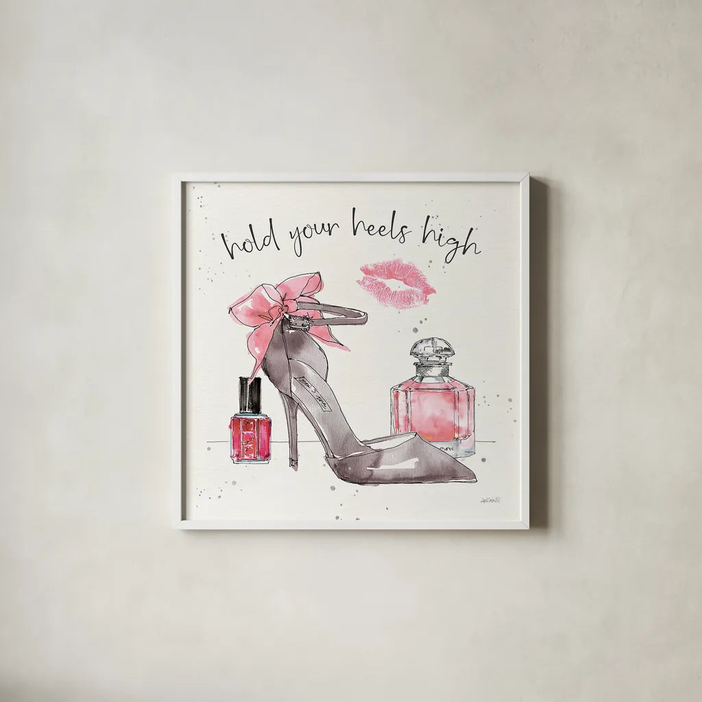 Chic Accents IV by Anne Tavoletti. Shown in a crisp white glass frame for a clean and minimalist style. Available as an archival giclee rolled canvas, fine art paper, or poster print. SKU 47691a.