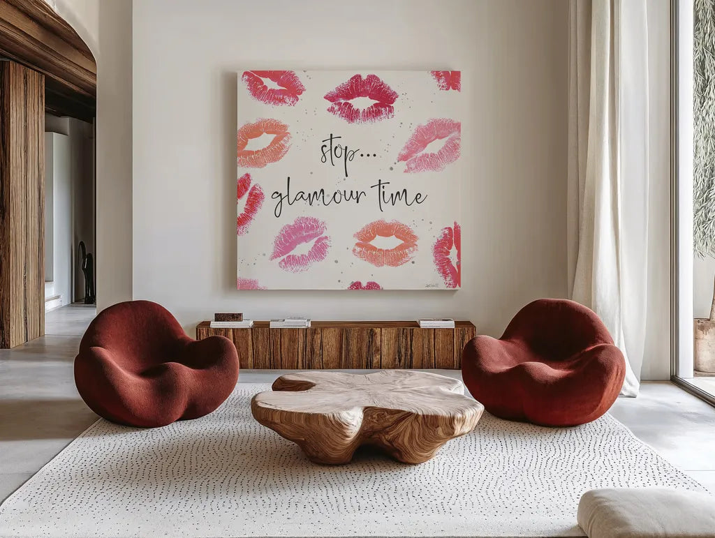 Chic Accents VI by Anne Tavoletti. Shown as extra-large giant wall art in a modern living room. Available as an archival giclee rolled canvas, fine art paper, or poster print. SKU 47693a.