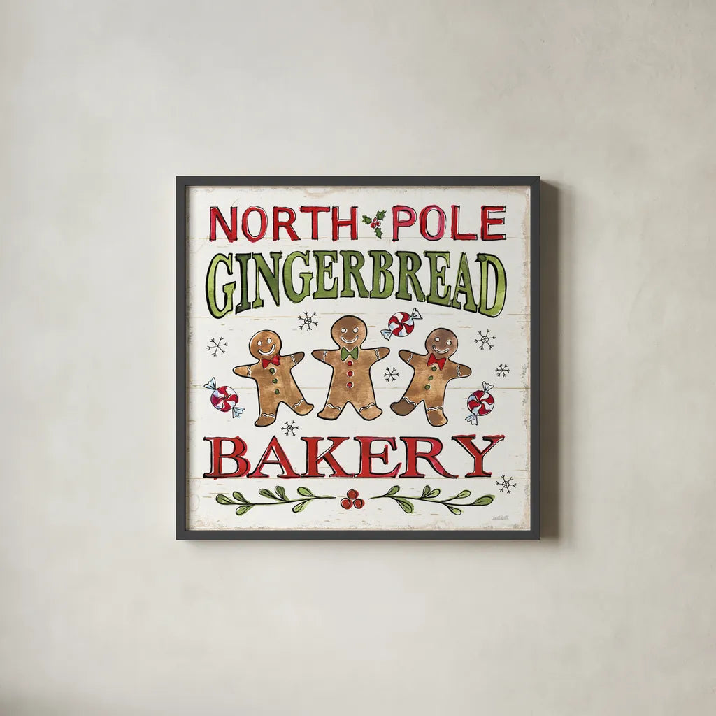 Christmas Treats III by Anne Tavoletti. Shown in a sleek black glass frame for a contemporary gallery look. Available as an archival giclee rolled canvas, fine art paper, or poster print. SKU 70374a.