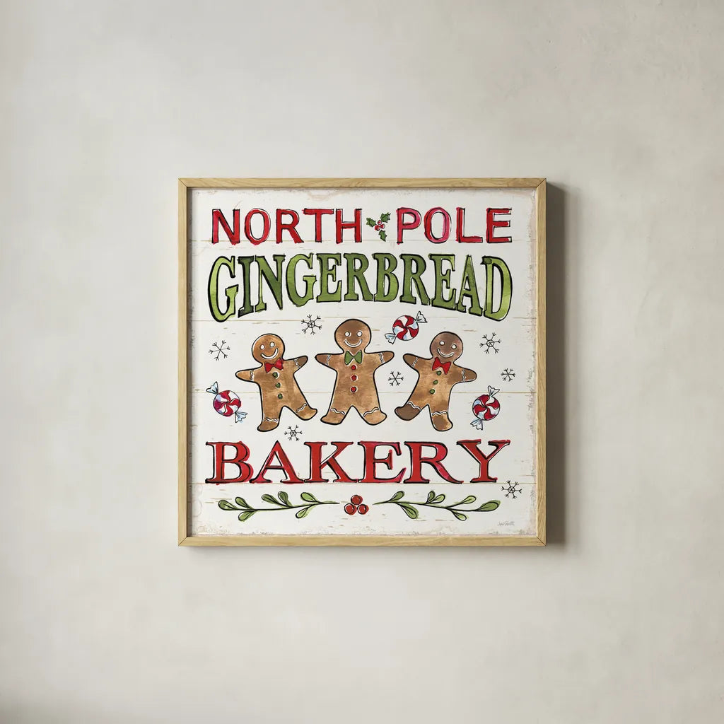 Christmas Treats III by Anne Tavoletti. Shown in a natural wood glass frame for a timeless modern aesthetic. Available as an archival giclee rolled canvas, fine art paper, or poster print. SKU 70374a.