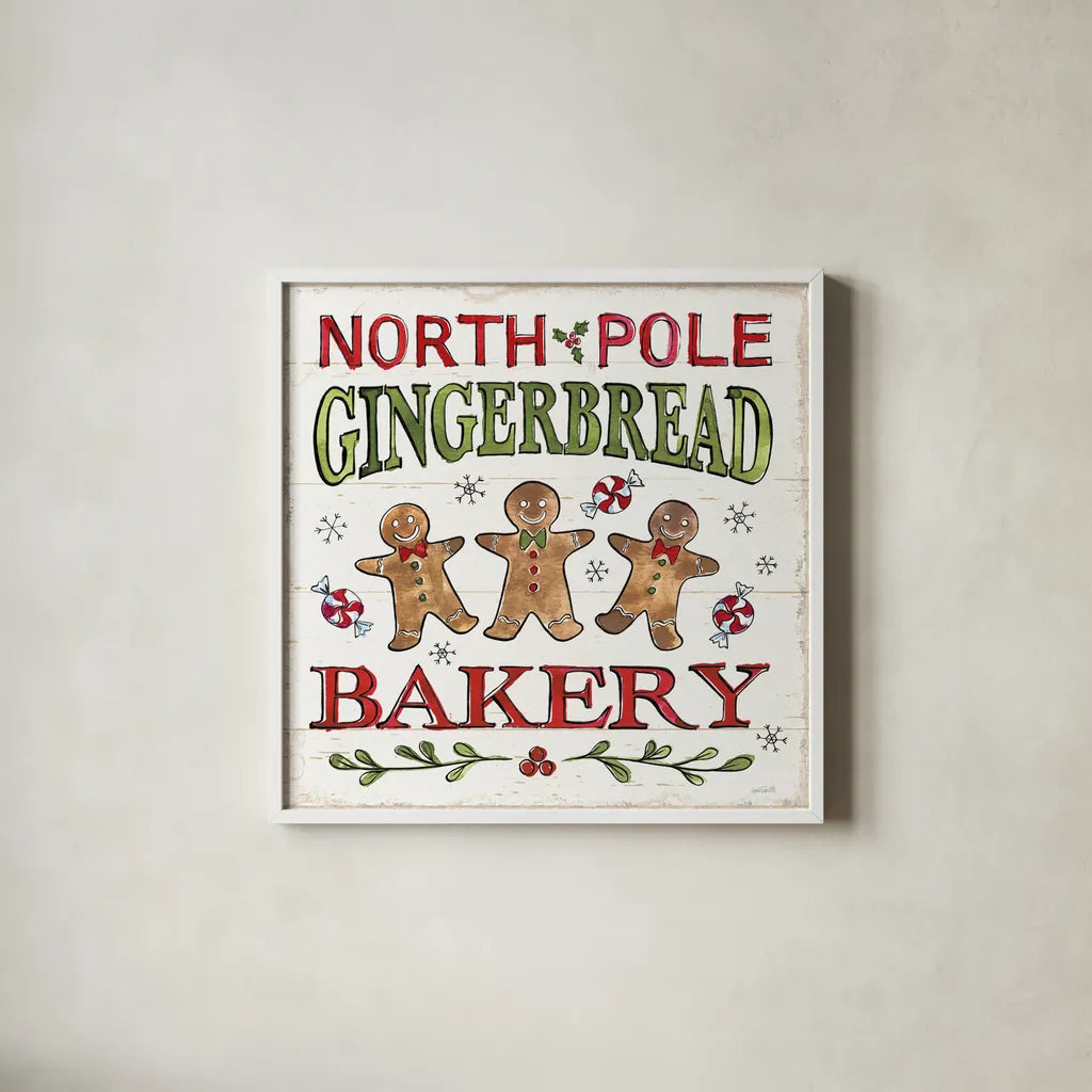 Christmas Treats III by Anne Tavoletti. Shown in a crisp white glass frame for a clean and minimalist style. Available as an archival giclee rolled canvas, fine art paper, or poster print. SKU 70374a.