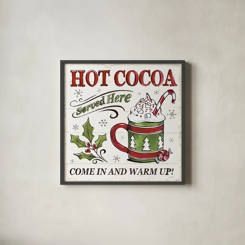 Christmas Treats IV by Anne Tavoletti. Shown in a sleek black glass frame for a contemporary gallery look. Available as an archival giclee rolled canvas, fine art paper, or poster print. SKU 70375a.