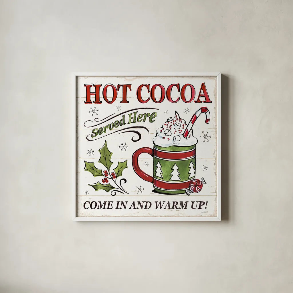 Christmas Treats IV by Anne Tavoletti. Shown in a crisp white glass frame for a clean and minimalist style. Available as an archival giclee rolled canvas, fine art paper, or poster print. SKU 70375a.