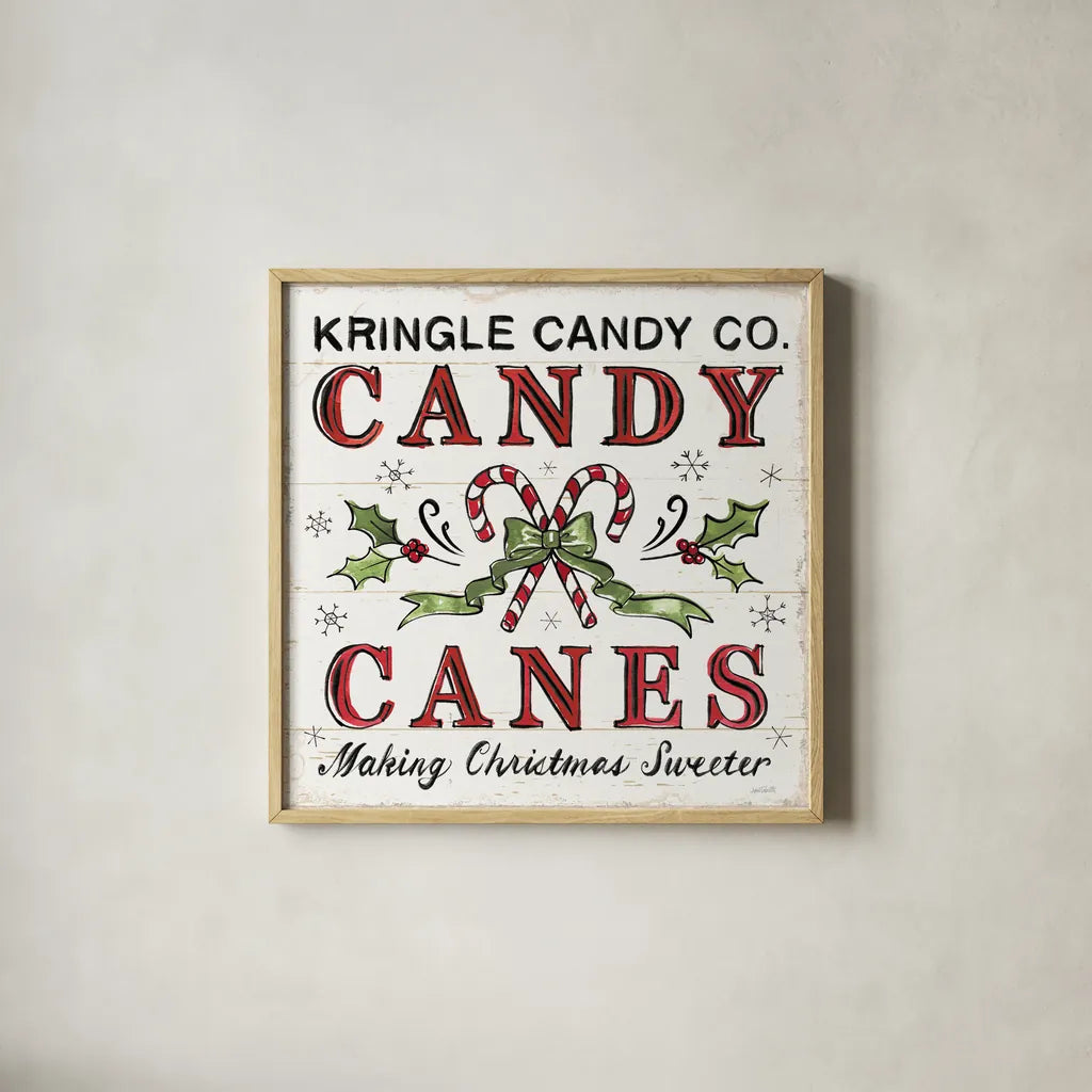 Christmas Treats V by Anne Tavoletti. Shown in a natural wood glass frame for a timeless modern aesthetic. Available as an archival giclee rolled canvas, fine art paper, or poster print. SKU 70376a.