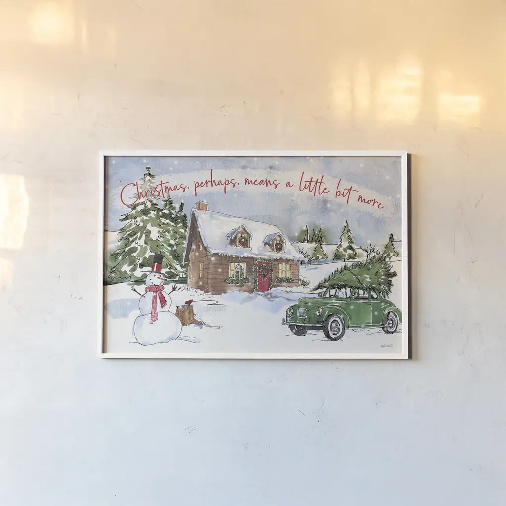Christmas in the Woods II by Anne Tavoletti. shown as a paper print in a white frame. Available as a archival giclee rolled canvas, fine art paper, or poster print. SKU 57591i.