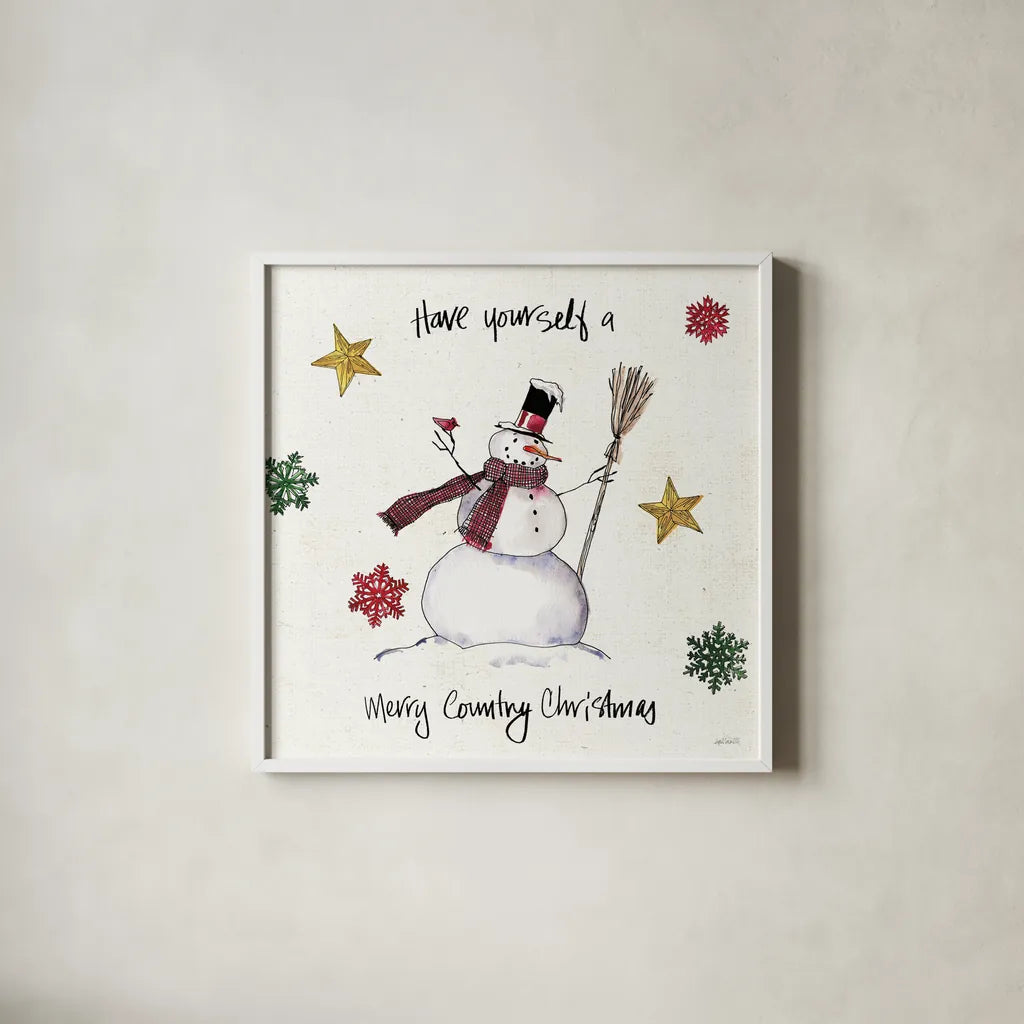 Christmas in the Woods III by Anne Tavoletti. Shown in a crisp white glass frame for a clean and minimalist style. Available as an archival giclee rolled canvas, fine art paper, or poster print. SKU 57592a.